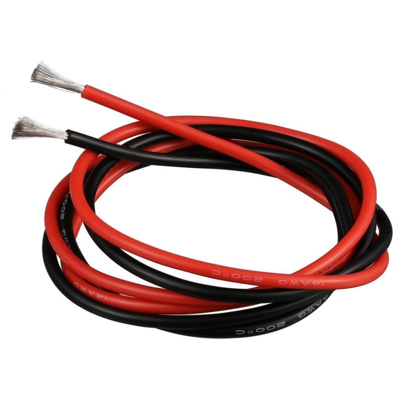 BNTECHGO سلك سيليكون BNTECHGO 14 قياس 3 قدم أحمر و3 قدم أسود مرن 14 AWG نحاس معزول مشبك - Image 1
